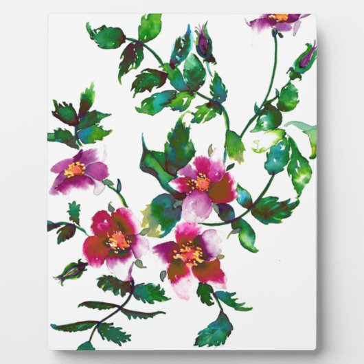 Elegante moderne waterverf donkerroze wilde bloeme fotoplaat (Voorkant)