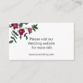 Elegante moderne waterverf donkerroze wilde bloeme informatiekaartje (Voorkant)