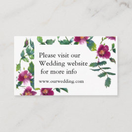 Elegante moderne waterverf donkerroze wilde bloeme informatiekaartje