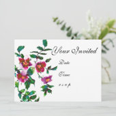 Elegante moderne waterverf donkerroze wilde bloeme kaart (Staand voorkant)