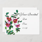 Elegante moderne waterverf donkerroze wilde bloeme kaart (Voorkant / Achterkant)