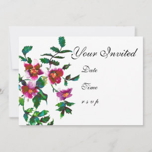Elegante moderne waterverf donkerroze wilde bloeme kaart