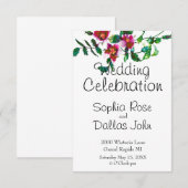 Elegante moderne waterverf donkerroze wilde bloeme kaart (Voorkant / Achterkant)