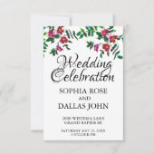 Elegante moderne waterverf donkerroze wilde bloeme kaart (Voorkant)