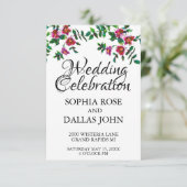 Elegante moderne waterverf donkerroze wilde bloeme kaart (Staand voorkant)