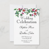 Elegante moderne waterverf donkerroze wilde bloeme kaart (Voorkant)