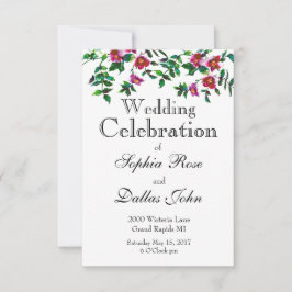 Elegante moderne waterverf donkerroze wilde bloeme kaart