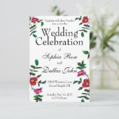 Elegante moderne waterverf donkerroze wilde bloeme kaart (Staand voorkant)