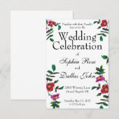 Elegante moderne waterverf donkerroze wilde bloeme kaart (Voorkant / Achterkant)