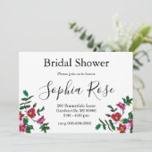 Elegante moderne waterverf donkerroze wilde bloeme kaart (Staand voorkant)