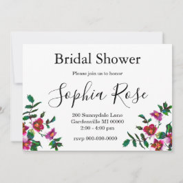 Elegante moderne waterverf donkerroze wilde bloeme kaart