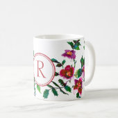 Elegante moderne waterverf donkerroze wilde bloeme koffiemok (Voorkant rechts)