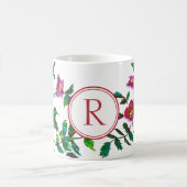 Elegante moderne waterverf donkerroze wilde bloeme koffiemok (Center)