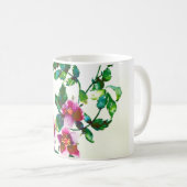 Elegante moderne waterverf donkerroze wilde bloeme koffiemok (Voorkant rechts)