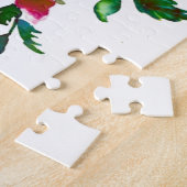 Elegante moderne waterverf donkerroze wilde bloeme legpuzzel (Zijkant)