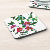 Elegante moderne waterverf donkerroze wilde bloeme onderzetter (Linkerzijde)