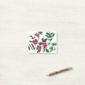 Elegante moderne waterverf donkerroze wilde bloeme post-it® notes (Op bureau)