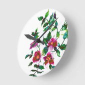 Elegante moderne waterverf donkerroze wilde bloeme ronde klok (Hoek)