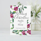 Elegante moderne waterverf donkerroze wilde bloeme save the date (Staand voorkant)