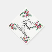 Elegante moderne waterverf donkerroze wilde bloeme servet (Hoek)