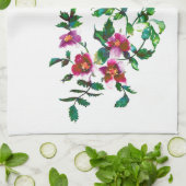 Elegante moderne waterverf donkerroze wilde bloeme theedoek (Gevouwen)