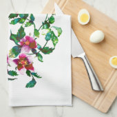 Elegante moderne waterverf donkerroze wilde bloeme theedoek (Quarter Fold)