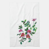 Elegante moderne waterverf donkerroze wilde bloeme theedoek (Verticaal)