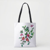 Elegante moderne waterverf donkerroze wilde bloeme tote bag (Voorkant)