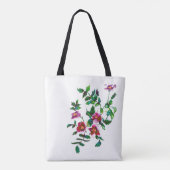 Elegante moderne waterverf donkerroze wilde bloeme tote bag (Achterkant)