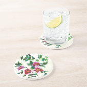 Elegante moderne waterverf donkerroze wilde bloeme zandsteen onderzetter (Zijkant)