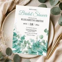 Elegante moderne waterverf Eucalyptus bruidsdouche