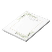 Elegante moderne Waterverf groen Bloemen Notitieblok (Linkerzijde)