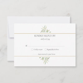 Elegante Moderne Waterverf Groene Bladeren RSVP Kaartje