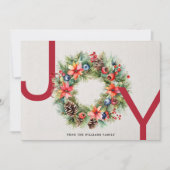 Elegante moderne Waterverf Joy Wreath Christmas Feestdagenkaart (Voorkant)