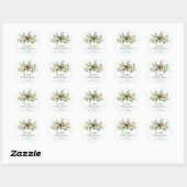 Elegante moderne Waterverf kerst botanische Ronde Sticker (Vel)