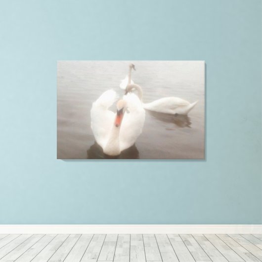Elegante moderne waterverf kunst zwanen op de Dona Canvas Afdruk (Insitu (Houten vloer))