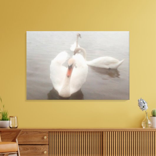 Elegante moderne waterverf kunst zwanen op de Dona Canvas Afdruk (Insitu (Woonkamer))