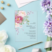 Elegante moderne Waterverf pioenrozen bruiloft Acryl Uitnodigingen (Insitu (Huwelijk))