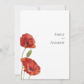 Elegante moderne Waterverf rode papaver bruiloft Kaart (Achterkant)