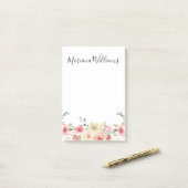elegante moderne waterverf roze bloem post-it® notes (Op bureau)