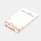 elegante moderne waterverf roze bloem post-it® notes (Schuin)