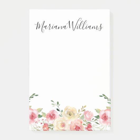 elegante moderne waterverf roze bloem post-it® notes (Voorkant)