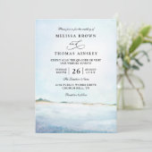 Elegante Moderne Waterverf Strand QR Code Bruiloft Kaart (Staand voorkant)