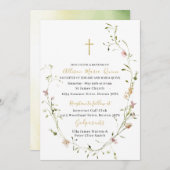 Elegante moderne Waterverf Wildbloemen Doop Kaart (Voorkant / Achterkant)