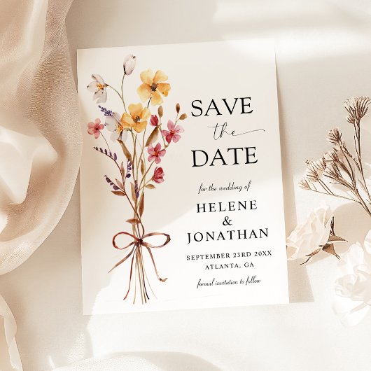 Elegante moderne Waterverf Wildflower bruiloft Save The Date