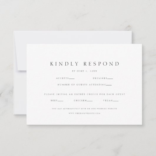 Elegante moderne website bruiloft RSVP kaartje (Voorkant)