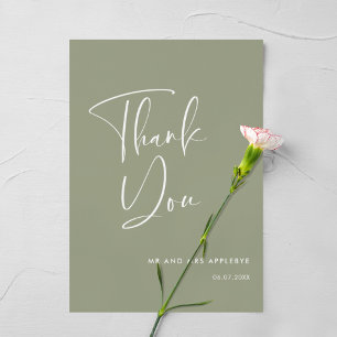 Elegante & moderne wijze groene bruiloft Dank u ka Kaart