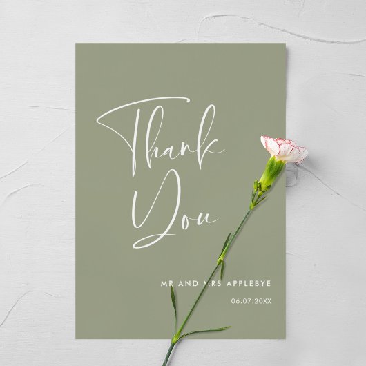 Elegante & moderne wijze groene bruiloft Dank u ka Kaart