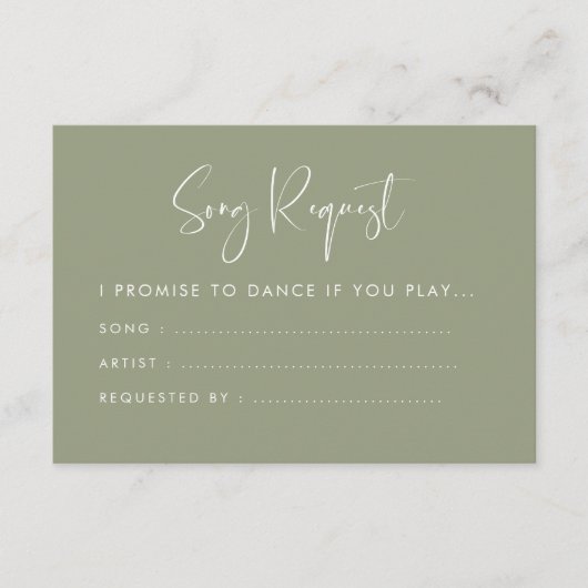 Elegante & moderne wijze groene bruiloft Song verz Informatiekaartje (Voorkant)