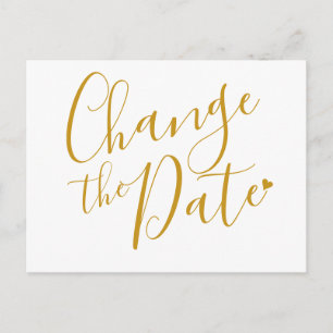 Elegante moderne wijzig de datum goud script briefkaart